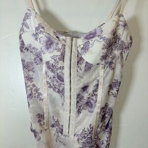 Intimately Free People Women Purple Corset Floral Coquette Strap Bodysuit Size S